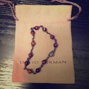 David Yurman Red Tigers Eye Beaded Bracelet 8.5”